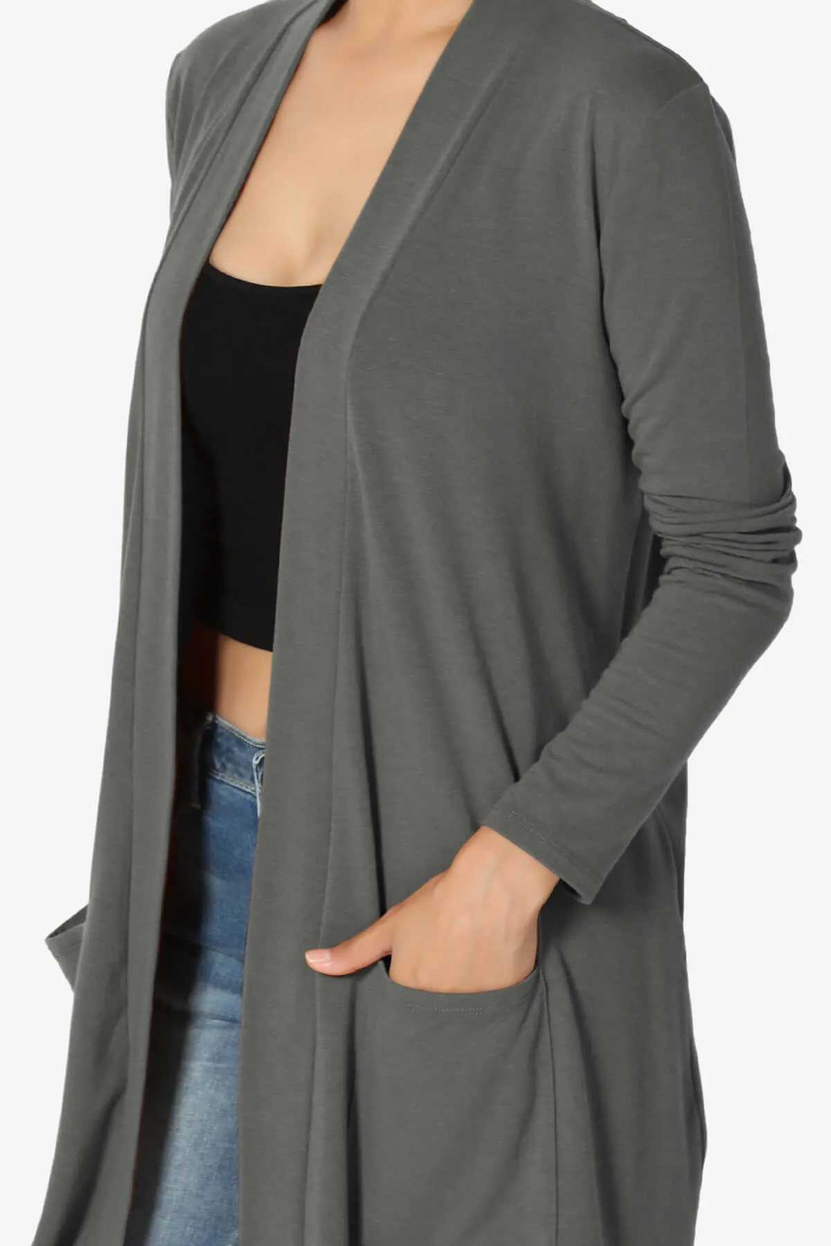 Daday Long Sleeve Pocket Open Front Cardigan