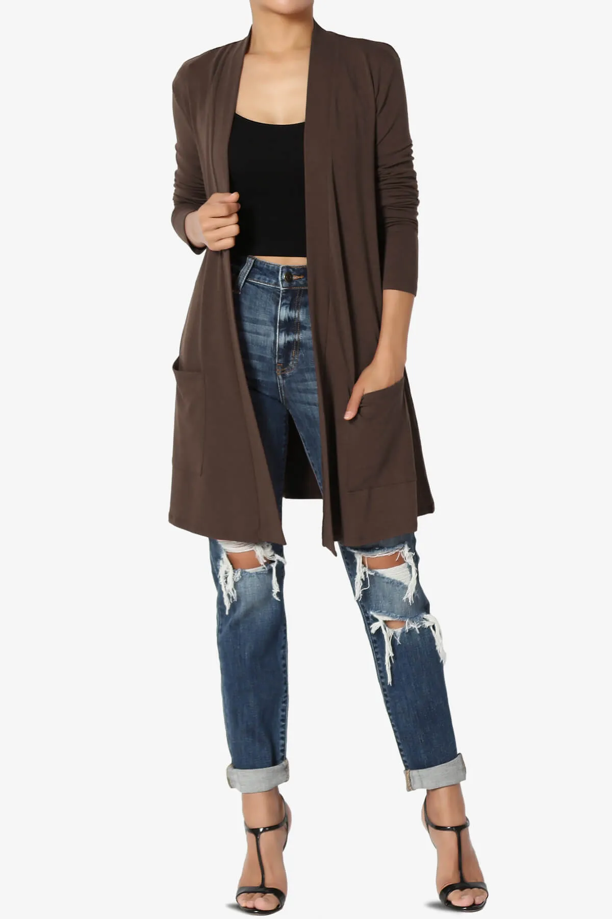 Daday Long Sleeve Pocket Open Front Cardigan