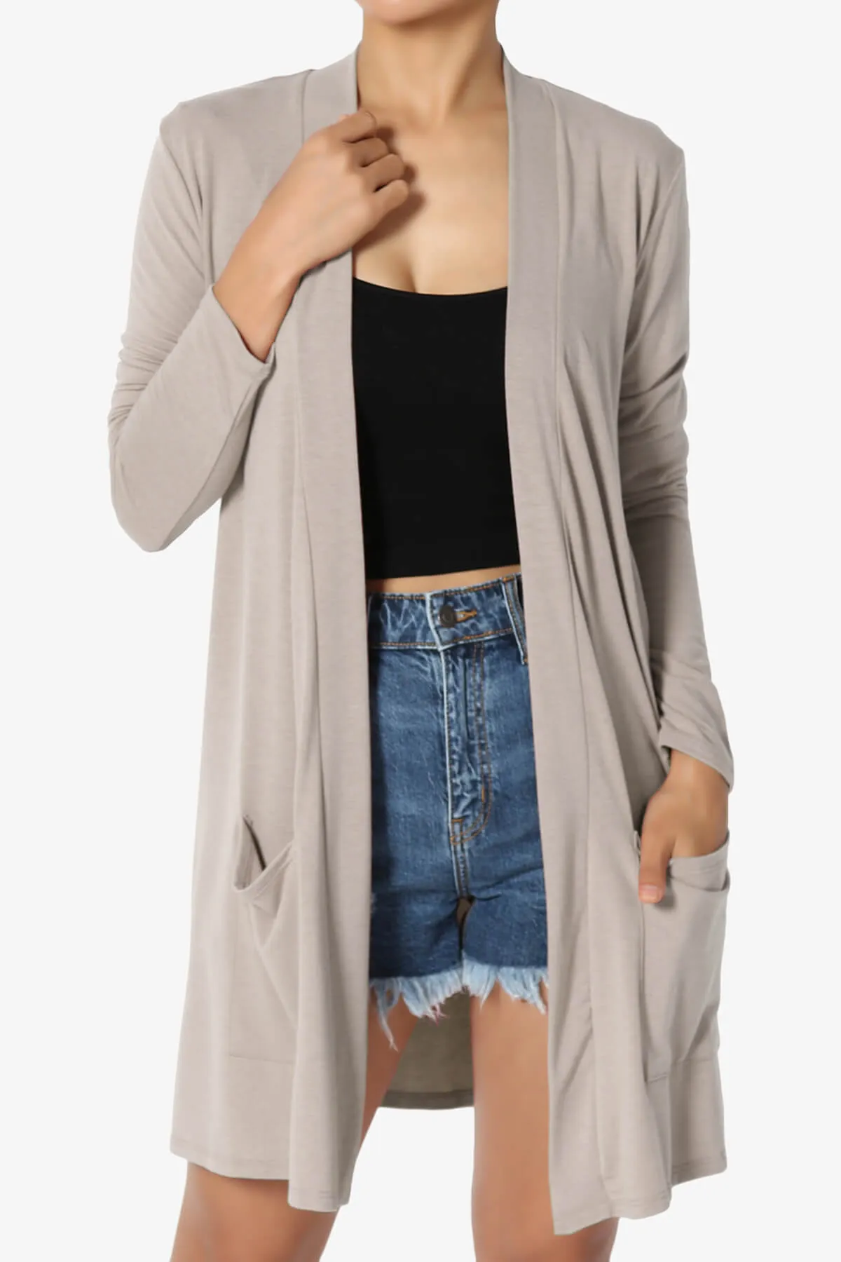 Daday Long Sleeve Pocket Open Front Cardigan
