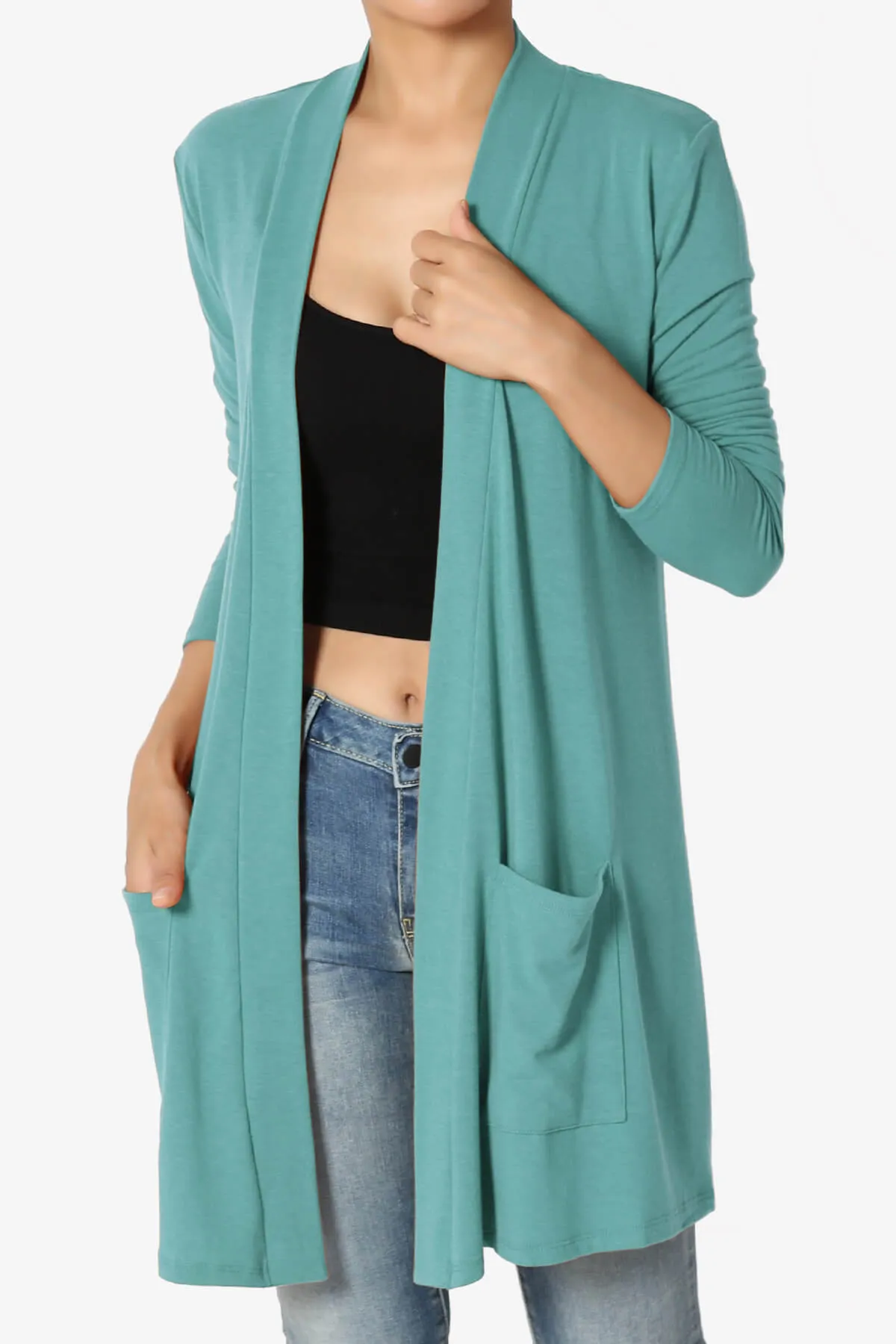 Daday Long Sleeve Pocket Open Front Cardigan