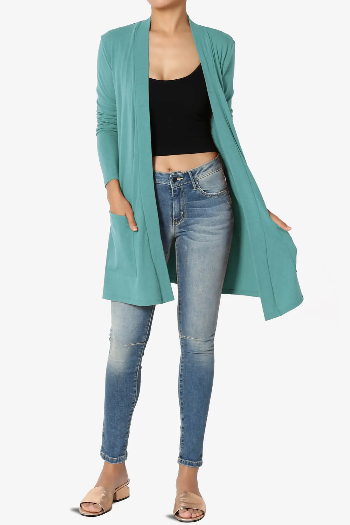 Daday Long Sleeve Pocket Open Front Cardigan