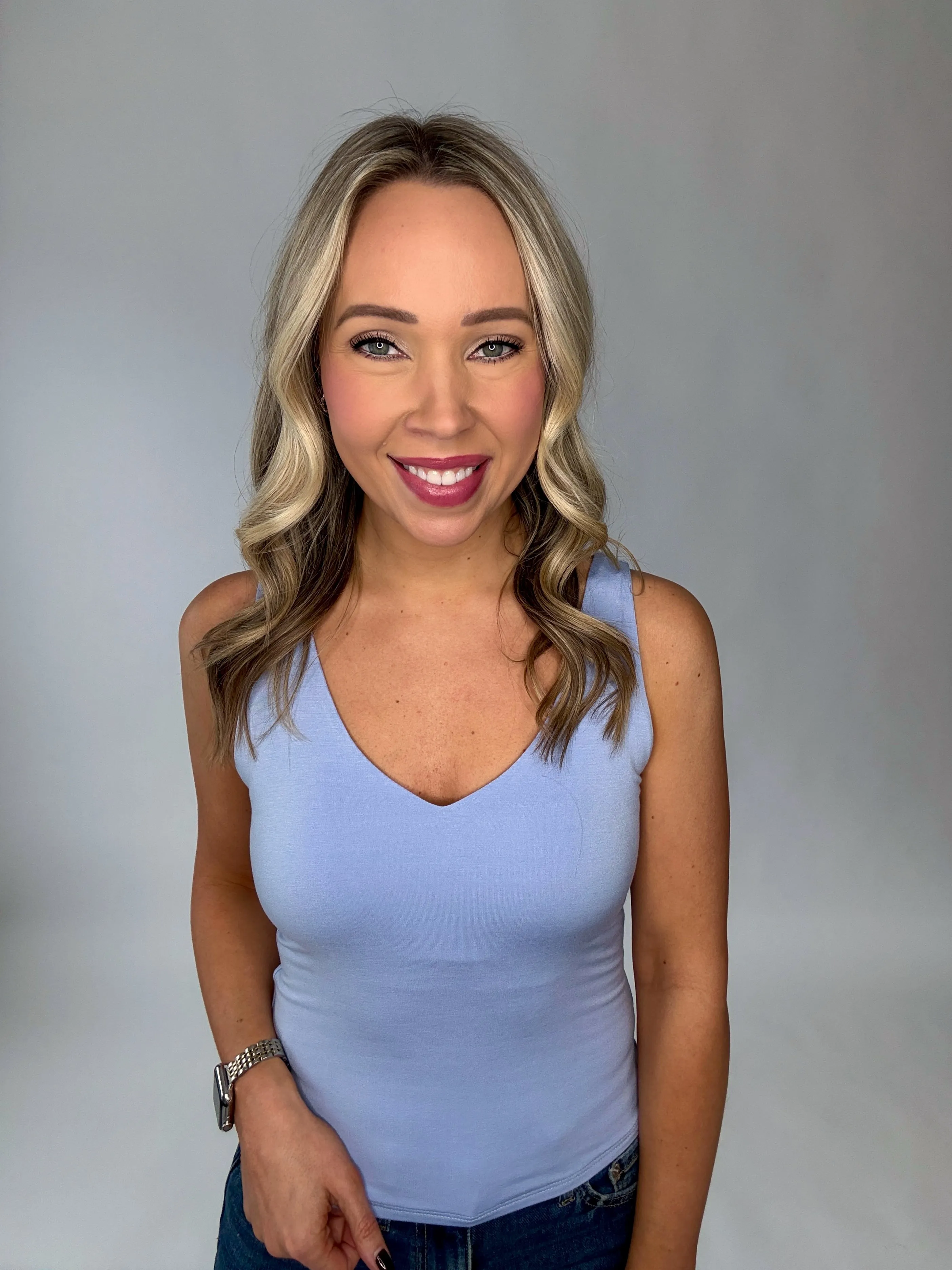 Daily Dose Double Layer Tank - Chambray