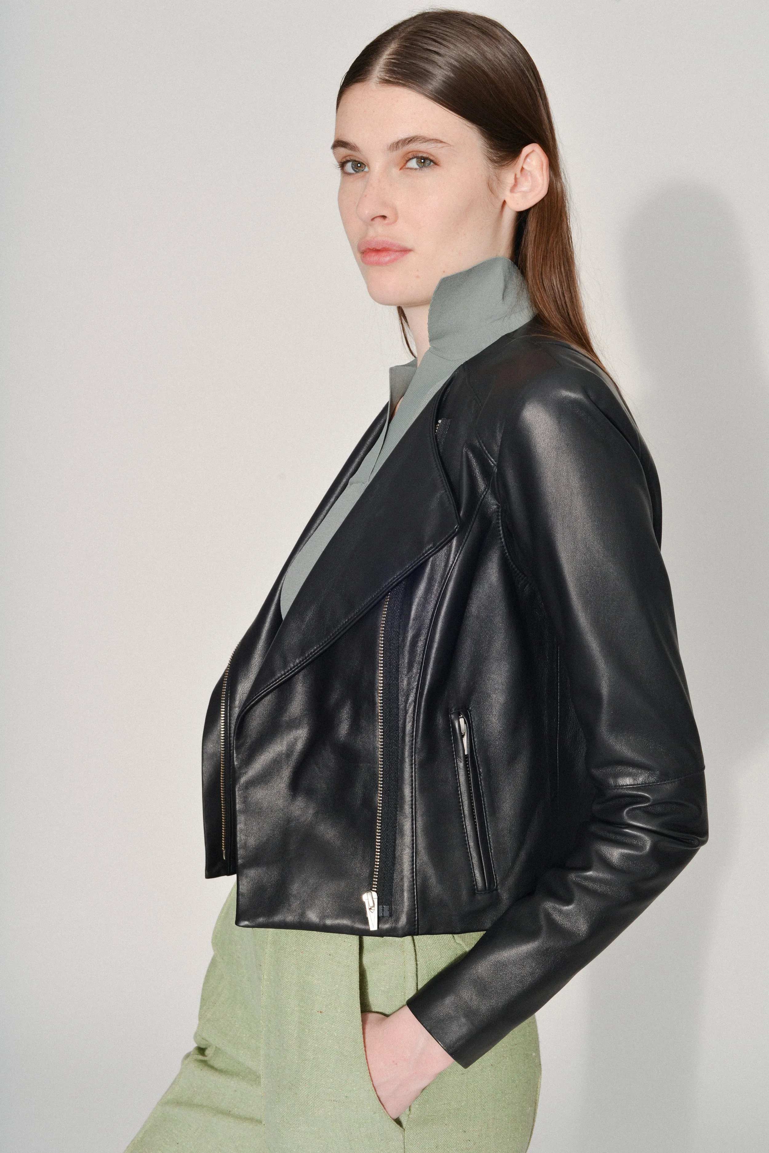 Dali Smooth Leather Jacket Black