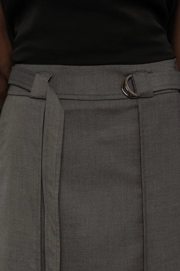 Dark grey Day or Office Maxi Paneled Skirt with Pockets