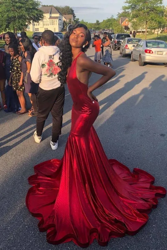 Deep V Neck Sleeveless Open Back Floor Length Prom Dresses