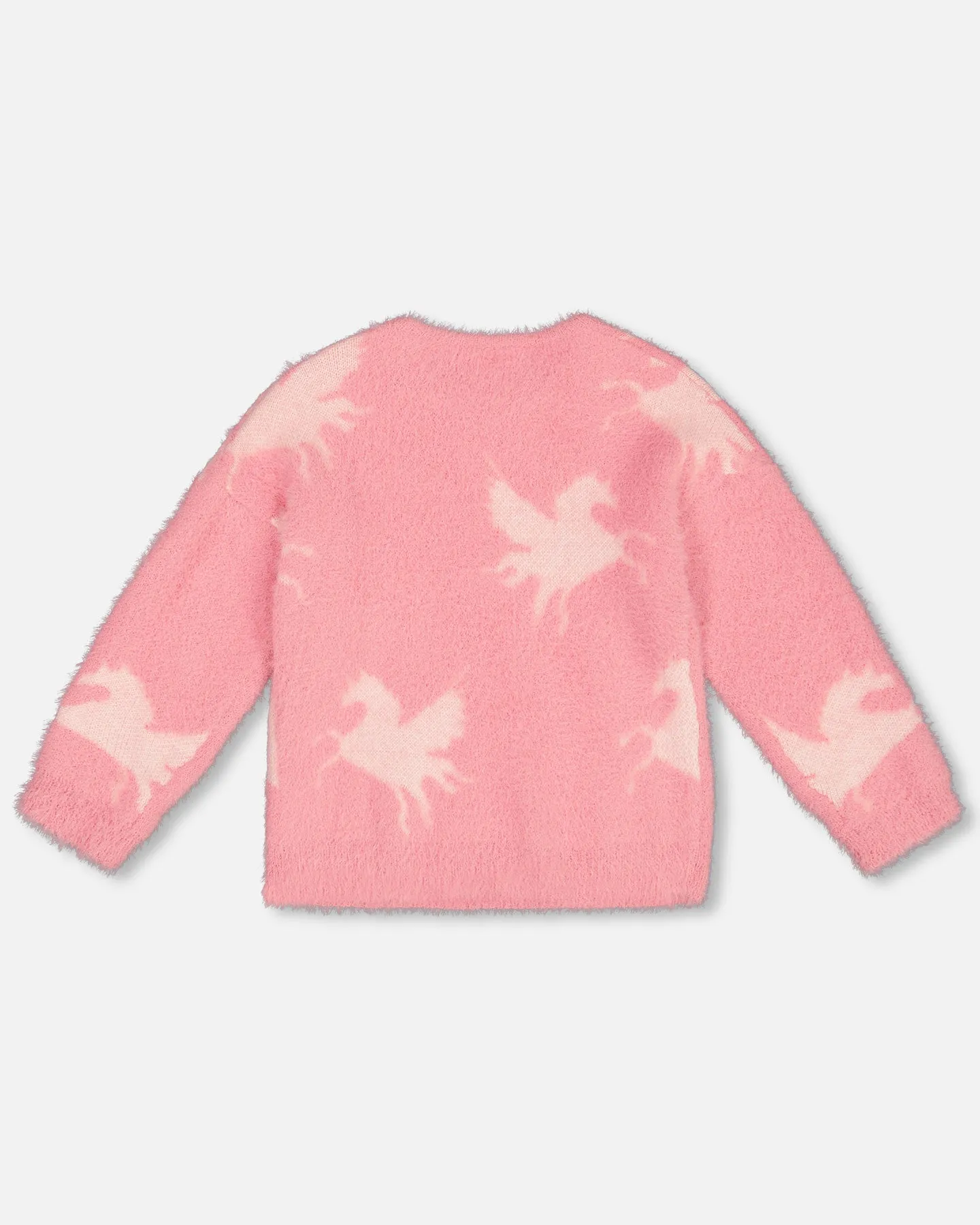 Deux Par Deux Unicorn Jacquard Knit Sweater Pink