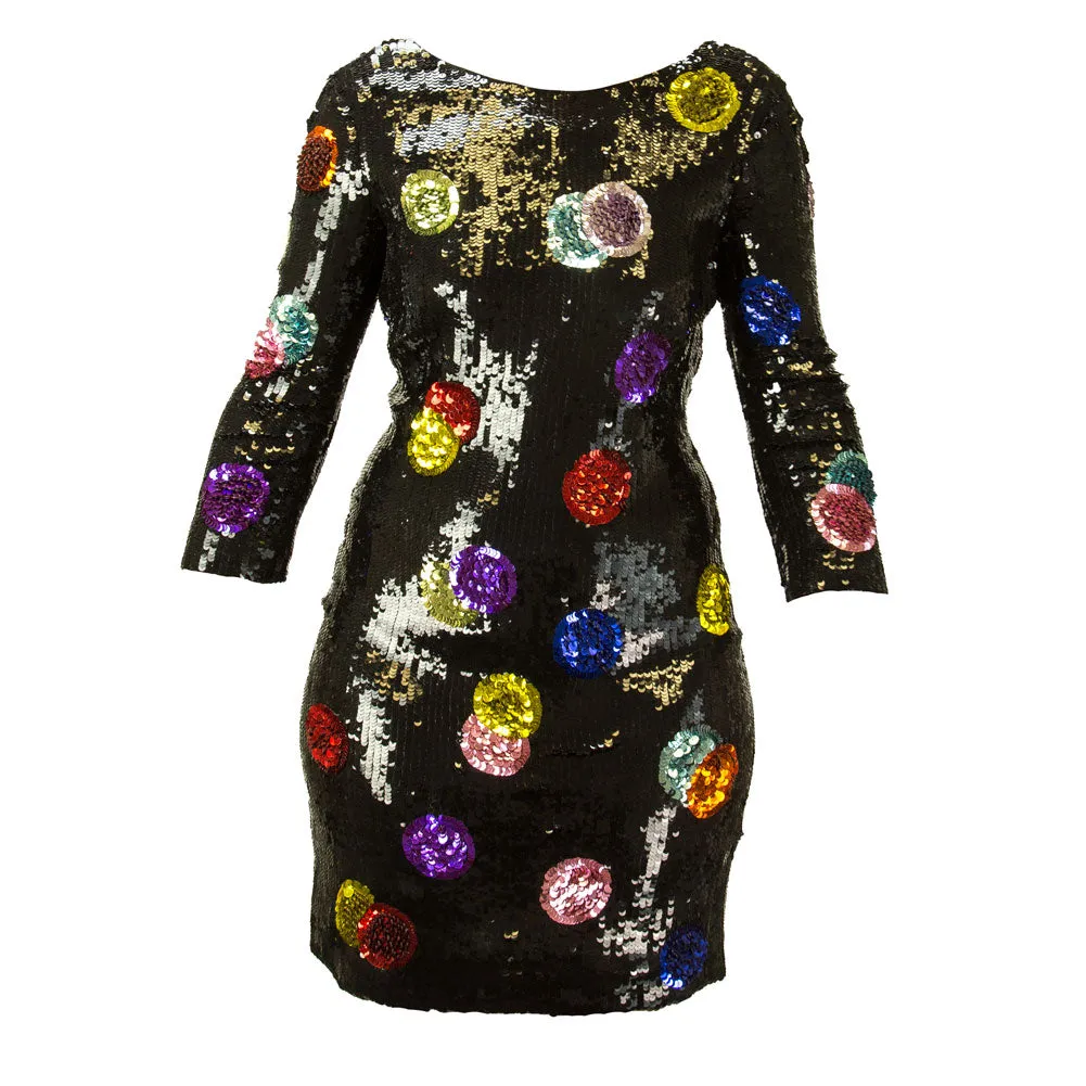 DOLCE & GABBANA Women's Black Multi Sequin Cocktail Dress Sz IT 44 $3,200 NEW