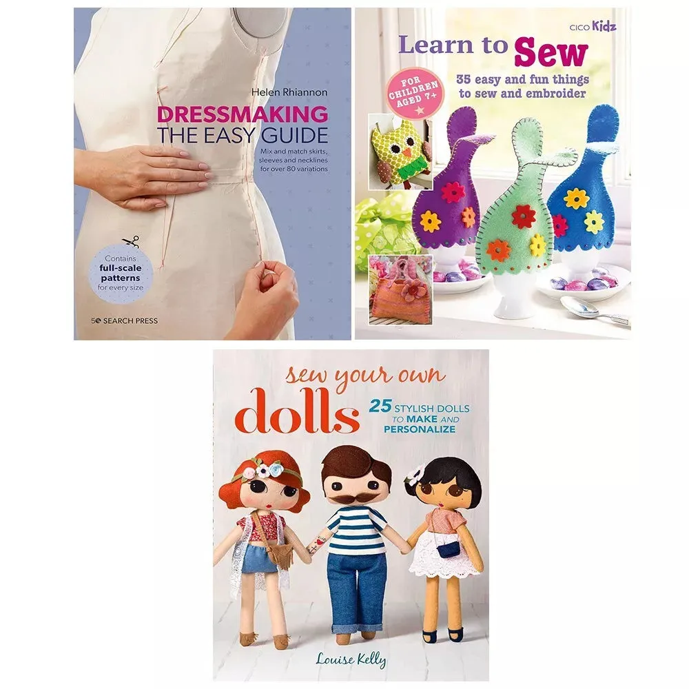 Dressmaking The Easy Guide [Hardcover],Sew Your Own Dolls, Childrens Learn to Sew 3 Books Collection Set