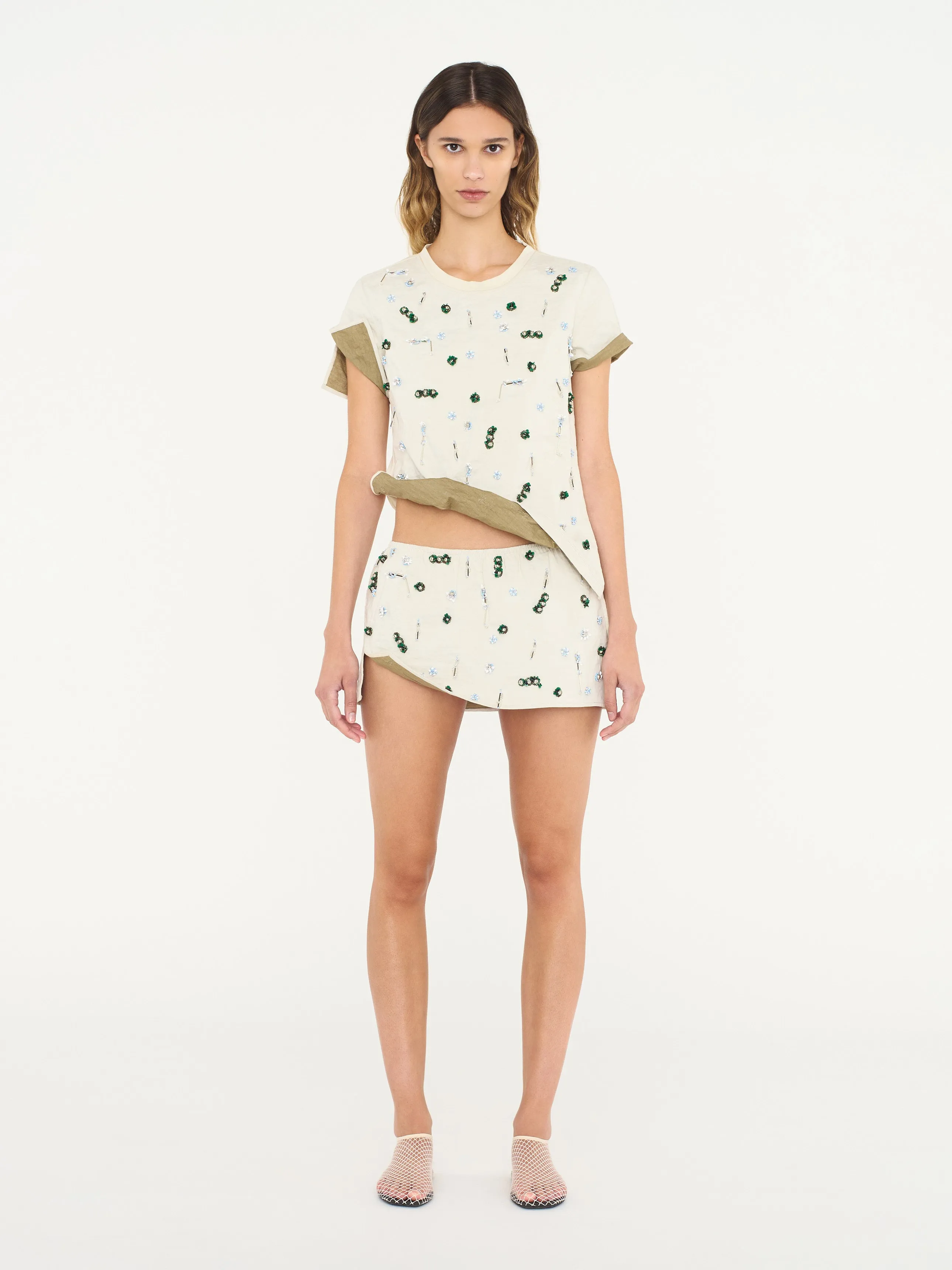 Embla Beaded Crushed Micro Skirt