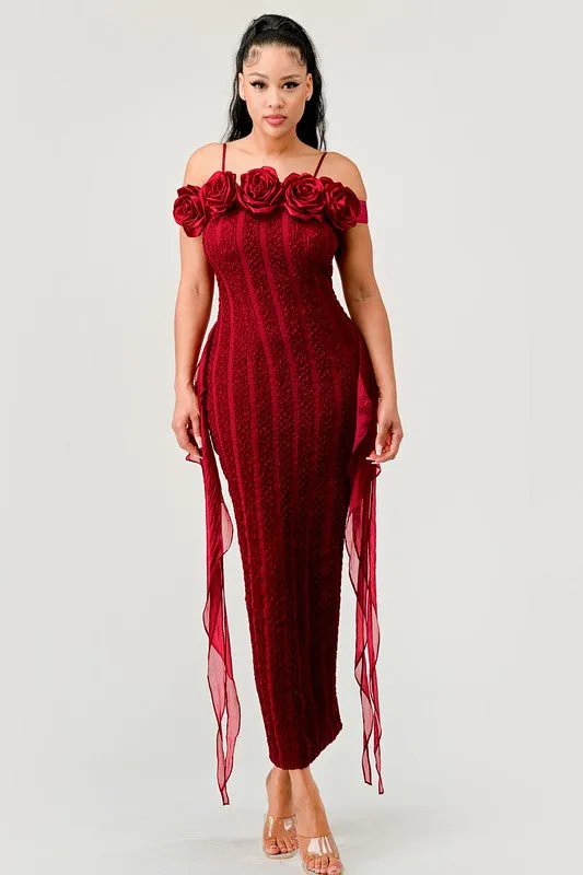 Enchanting Rose -Black Off Shoulder Dress