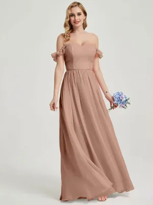 English Rose 3 In 1 Convertible Chiffon Floor Length Bridesmaid Dress