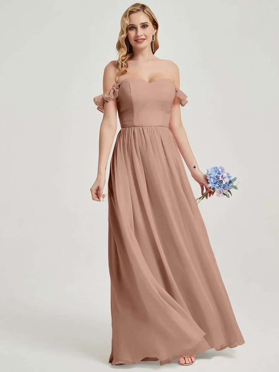English Rose 3 In 1 Convertible Chiffon Floor Length Bridesmaid Dress