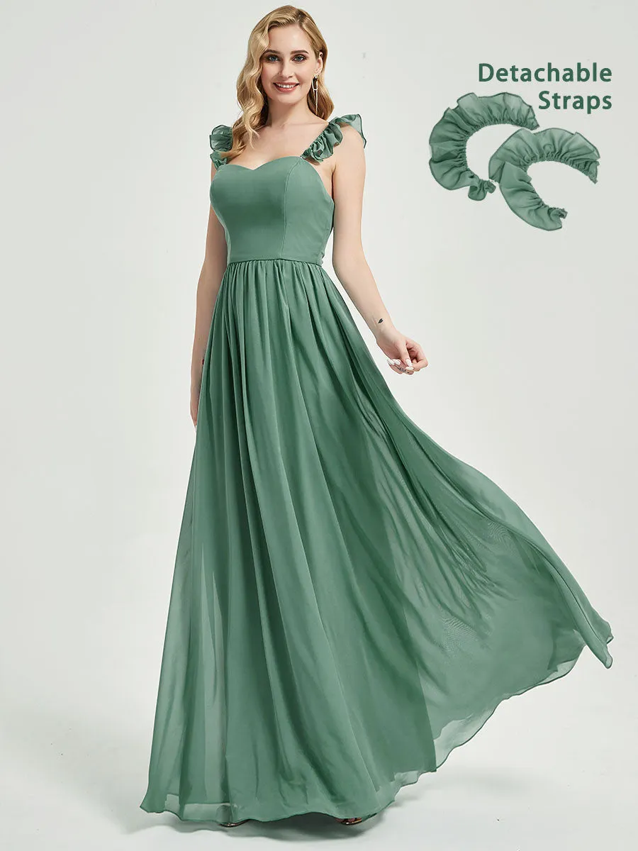English Rose 3 In 1 Convertible Chiffon Floor Length Bridesmaid Dress