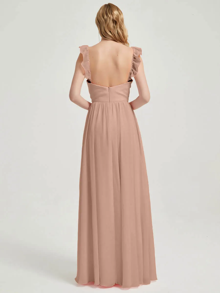English Rose 3 In 1 Convertible Chiffon Floor Length Bridesmaid Dress