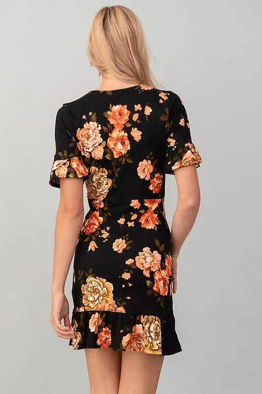 EVELYN BLACK FLORAL DRESS