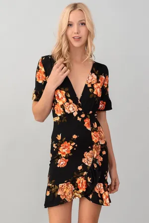 EVELYN BLACK FLORAL DRESS