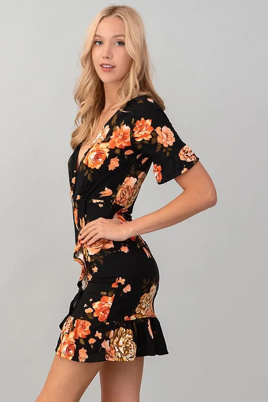 EVELYN BLACK FLORAL DRESS