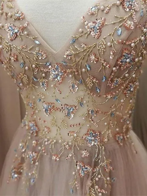 Eye-catching Illusion Prom Dresses Tulle Spaghetti Straps A-line Formal Gowns CP114
