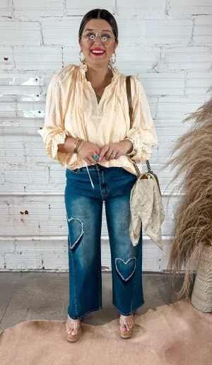 Falling For You Eyelet Top