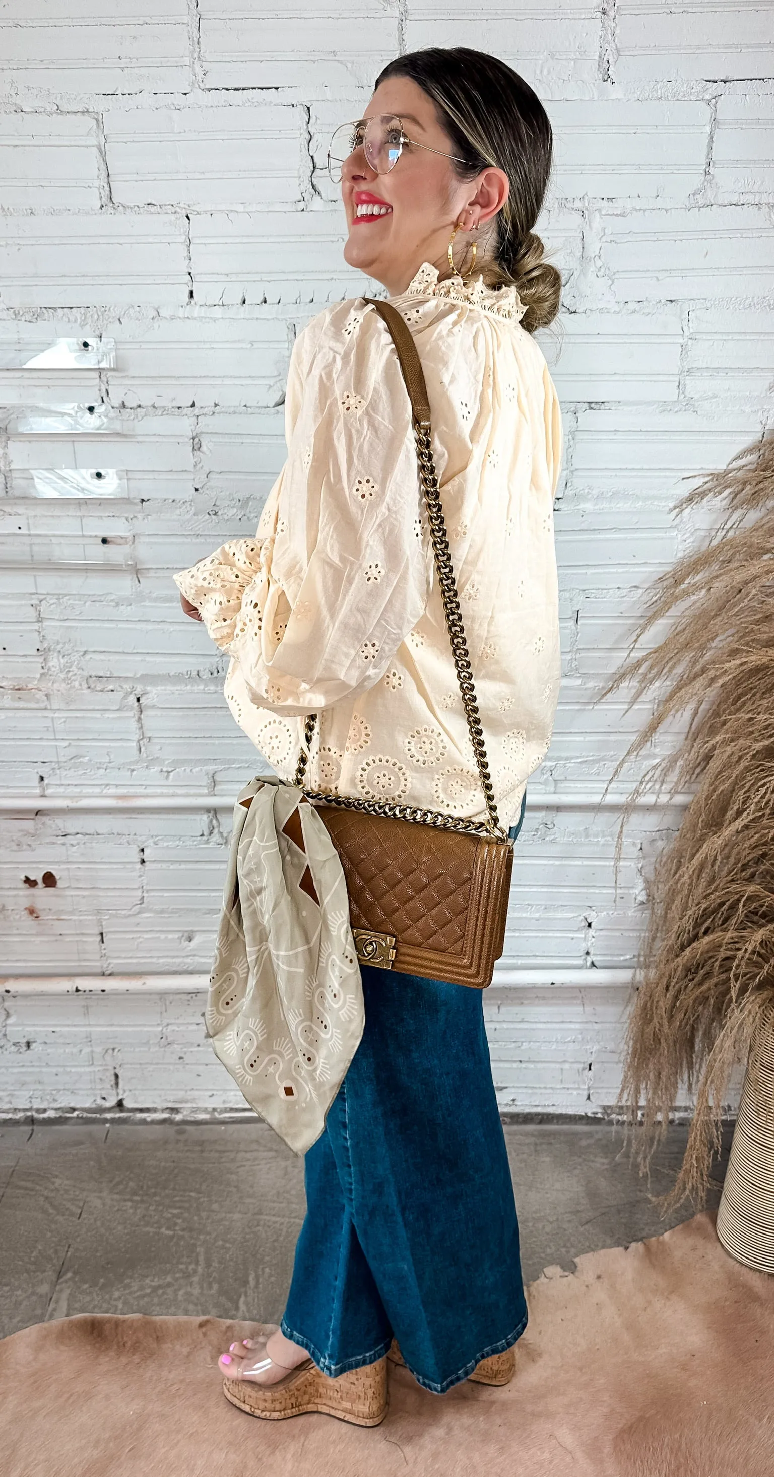 Falling For You Eyelet Top