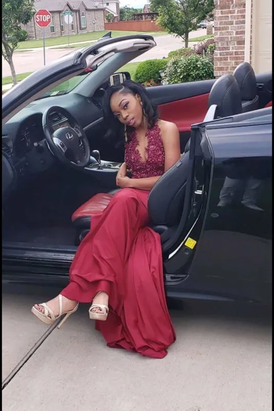 Fascinating Stylish Halter Prom Dress Red Mermaid Open Back Long Evening Dresses