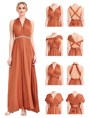 [Final Sale] Burnt Orange Infinity Wrap Maxi Bridesmaid Dress