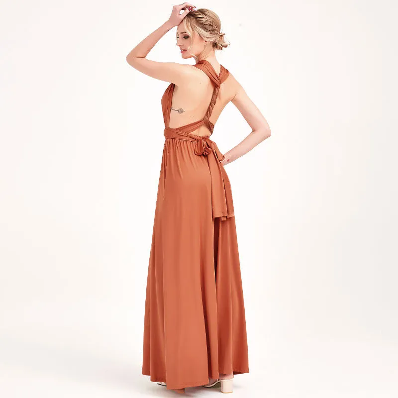 [Final Sale] Burnt Orange Infinity Wrap Maxi Bridesmaid Dress