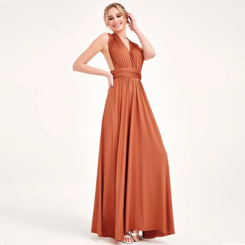 [Final Sale] Burnt Orange Infinity Wrap Maxi Bridesmaid Dress