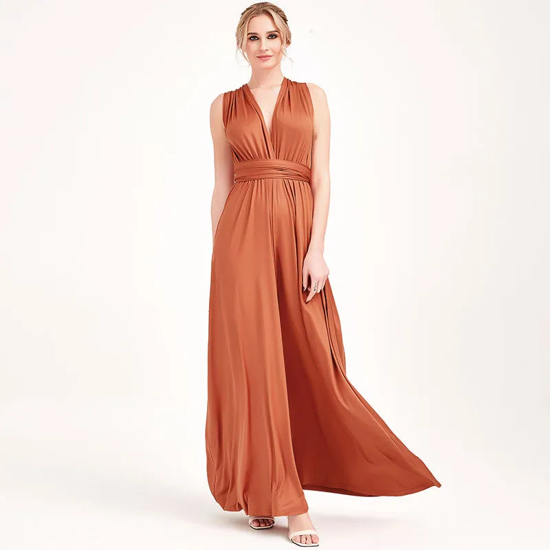 [Final Sale] Burnt Orange Infinity Wrap Maxi Bridesmaid Dress