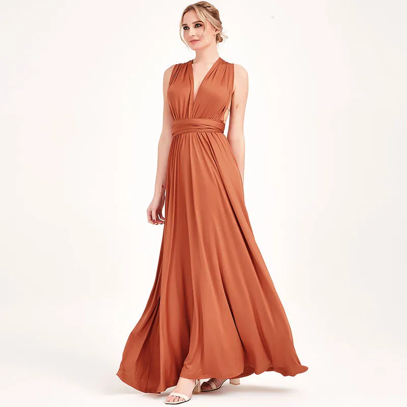 [Final Sale] Burnt Orange Infinity Wrap Maxi Bridesmaid Dress