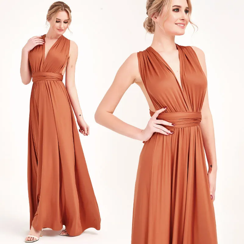 [Final Sale] Burnt Orange Infinity Wrap Maxi Bridesmaid Dress