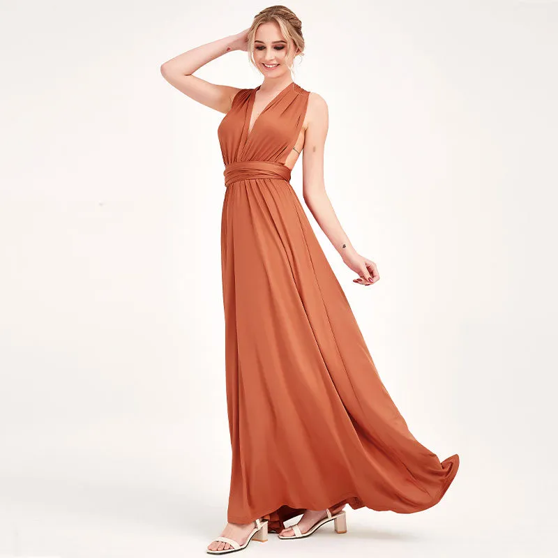 [Final Sale] Burnt Orange Infinity Wrap Maxi Bridesmaid Dress