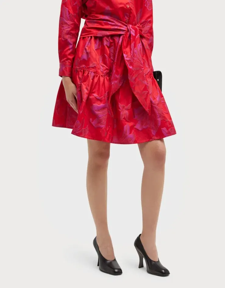 Finley Jacquard Print Skirt; Pink & Red