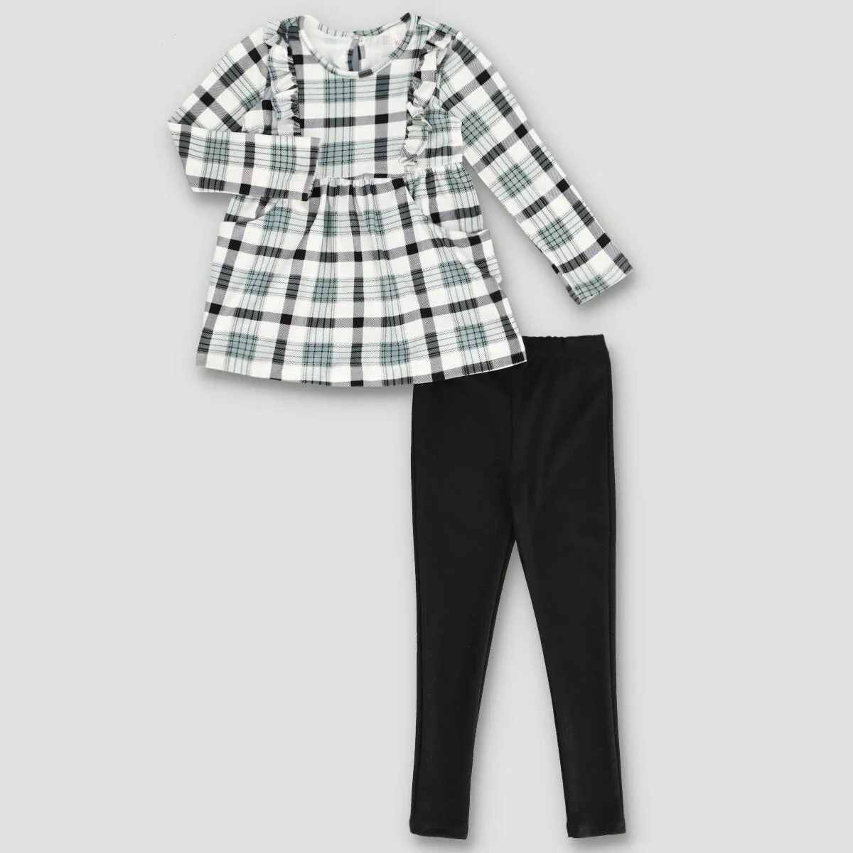 Flannel Check Tunic Dress With Legging