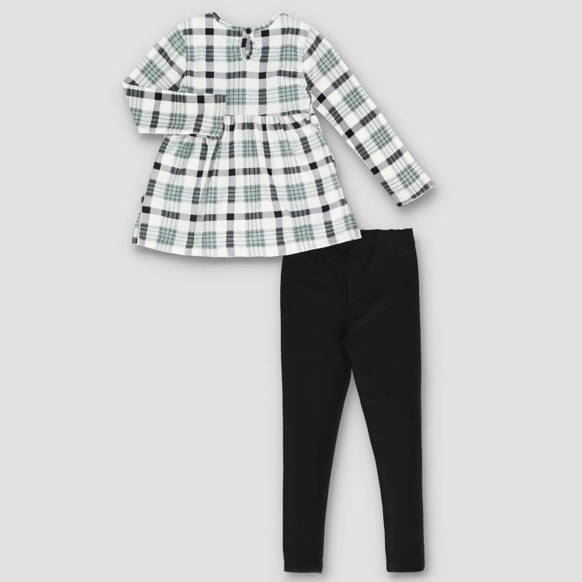 Flannel Check Tunic Dress With Legging