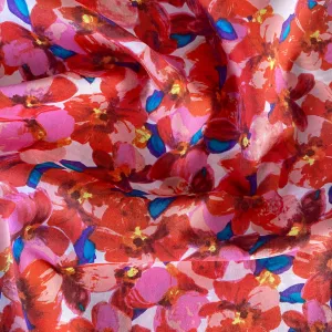 Floral Bloom Cotton Lawn - Coral