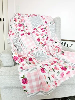 Flower Comforter Twin Bedspread and Toddler Bedding Girl, Big Handmade Rag Quilts, Quilted Bedspreads For Girls
