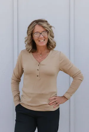 FRANKIE BUTTON FRONT LONG SLEEVE TOP MULTIPLE COLOR OPTIONS