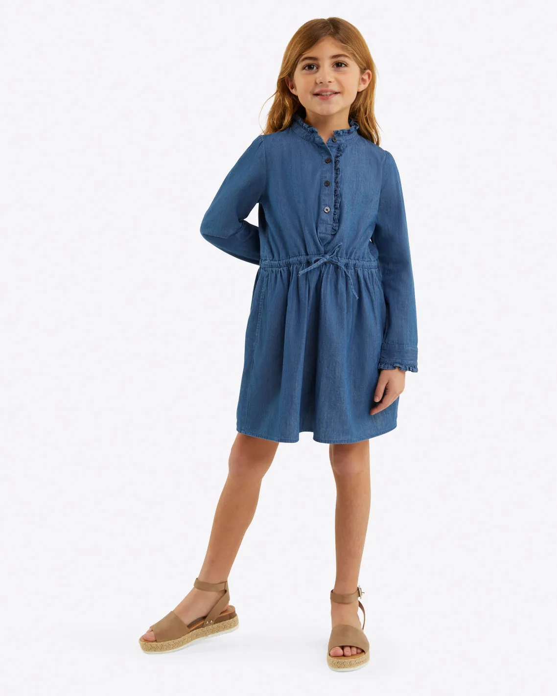 Girls Shirtdress in Chambray