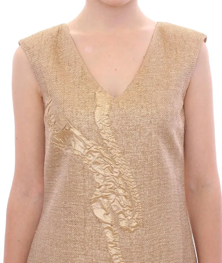 Gold Sleeveless Shift Mini Dress