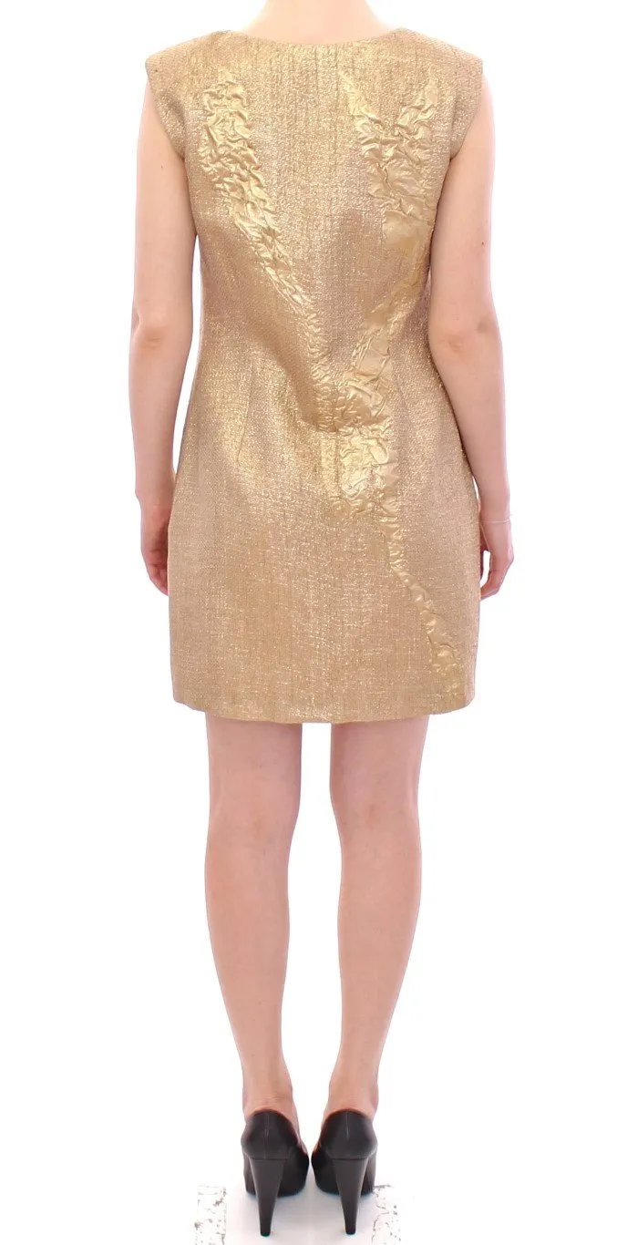 Gold Sleeveless Shift Mini Dress
