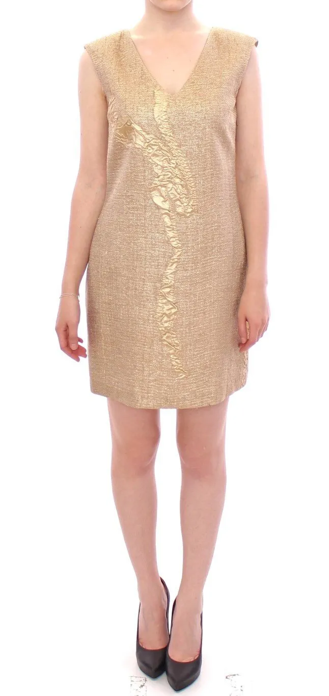 Gold Sleeveless Shift Mini Dress