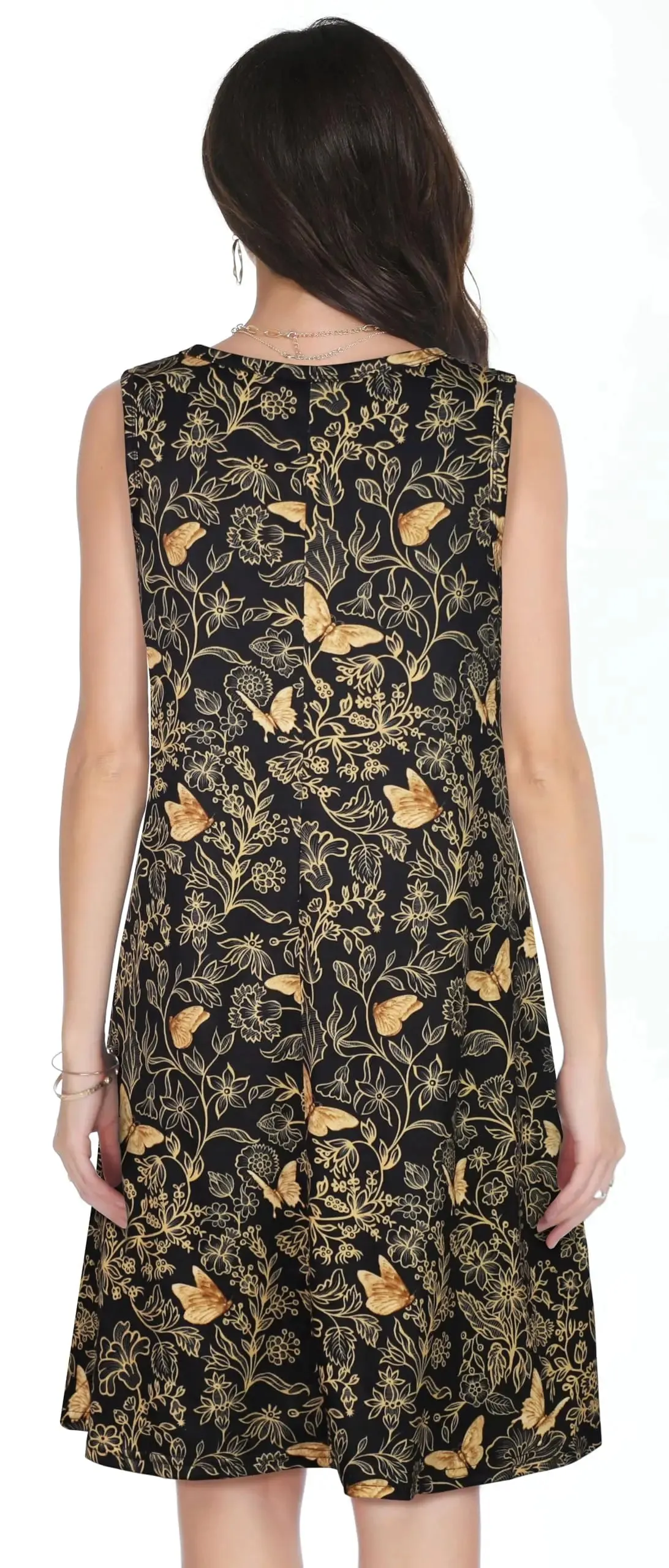 Golden Breeze Sleeveless Pocket Dress