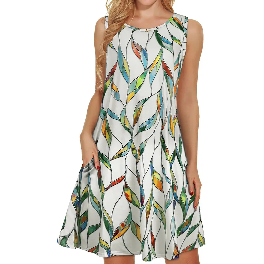 Golden Breeze Sleeveless Pocket Dress