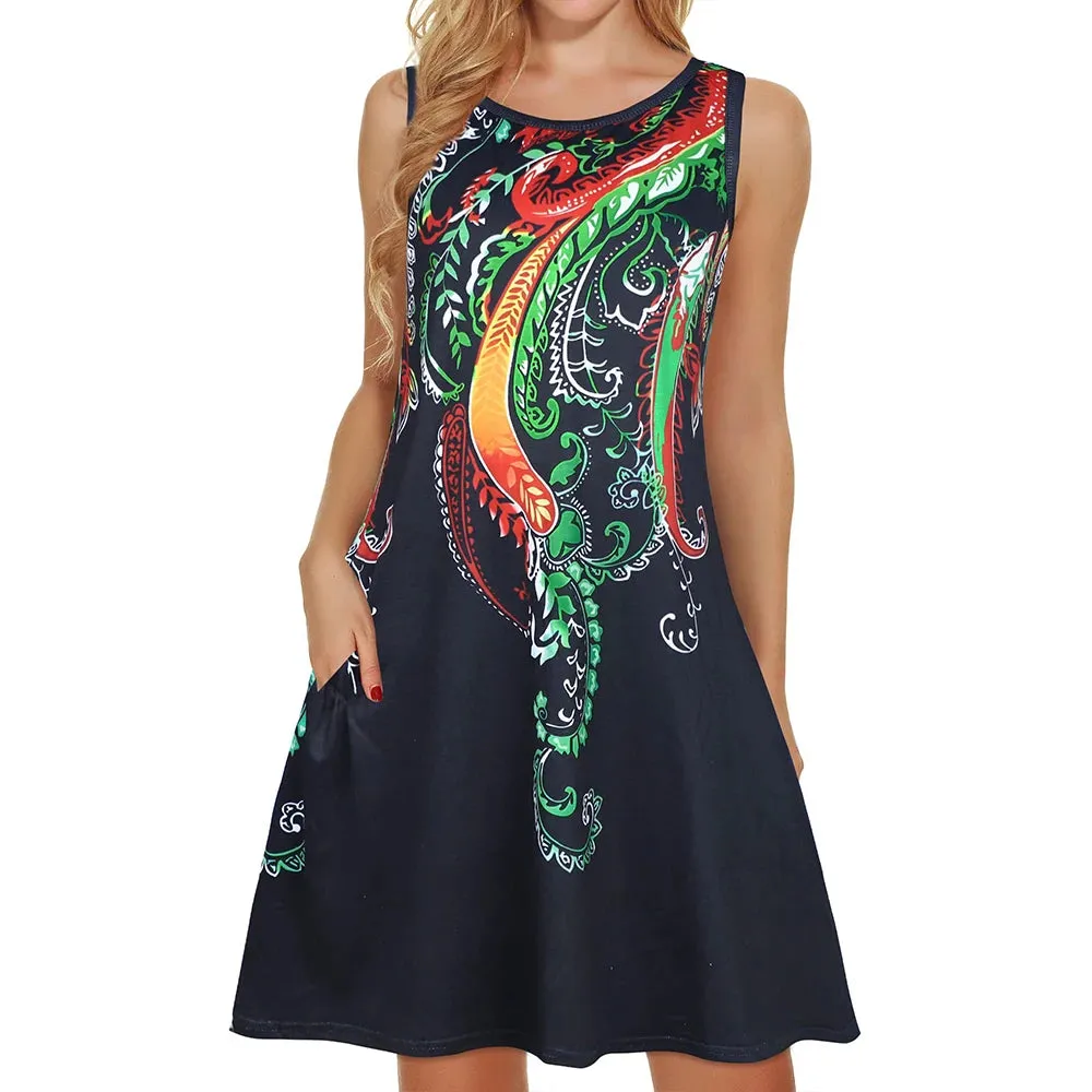 Golden Breeze Sleeveless Pocket Dress