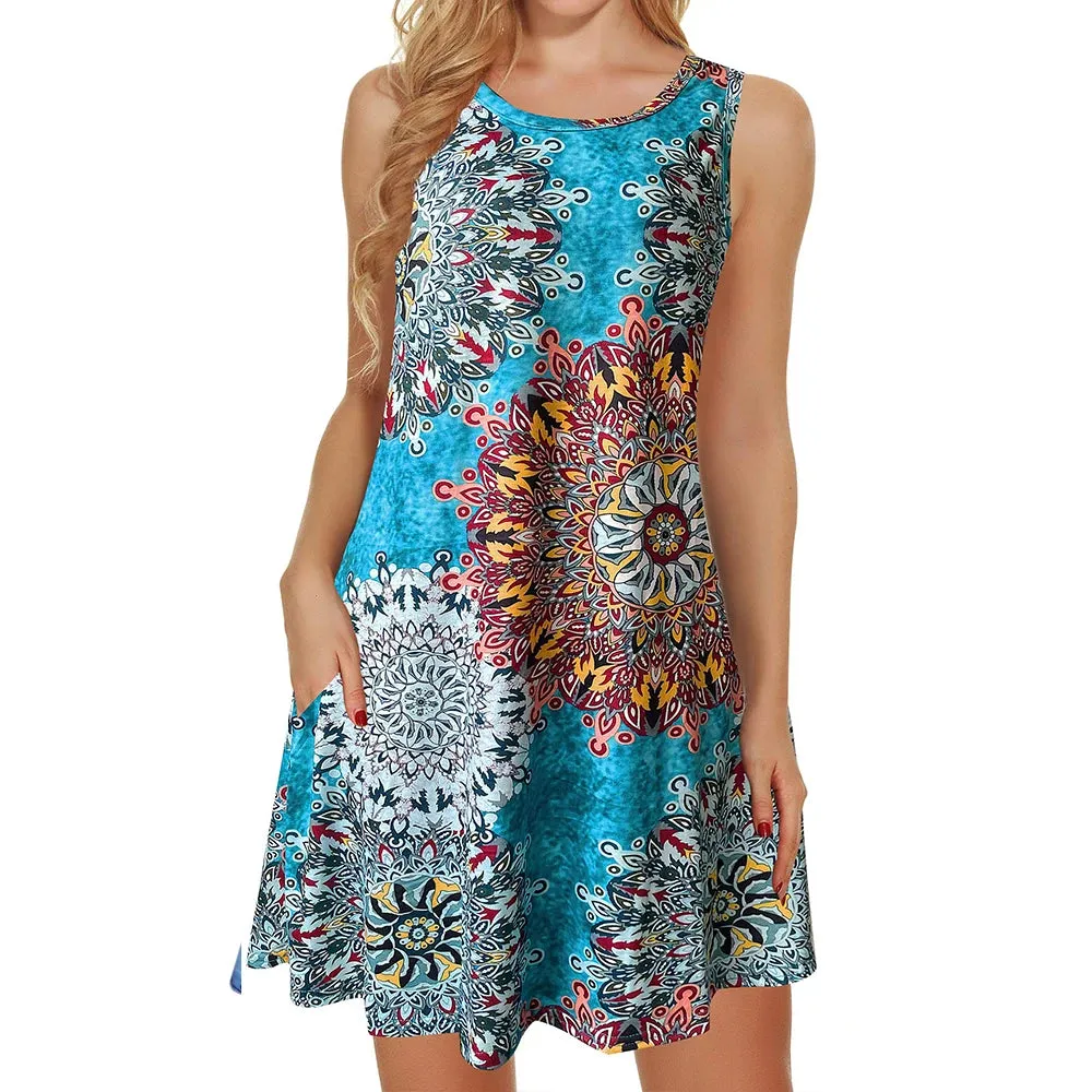 Golden Breeze Sleeveless Pocket Dress