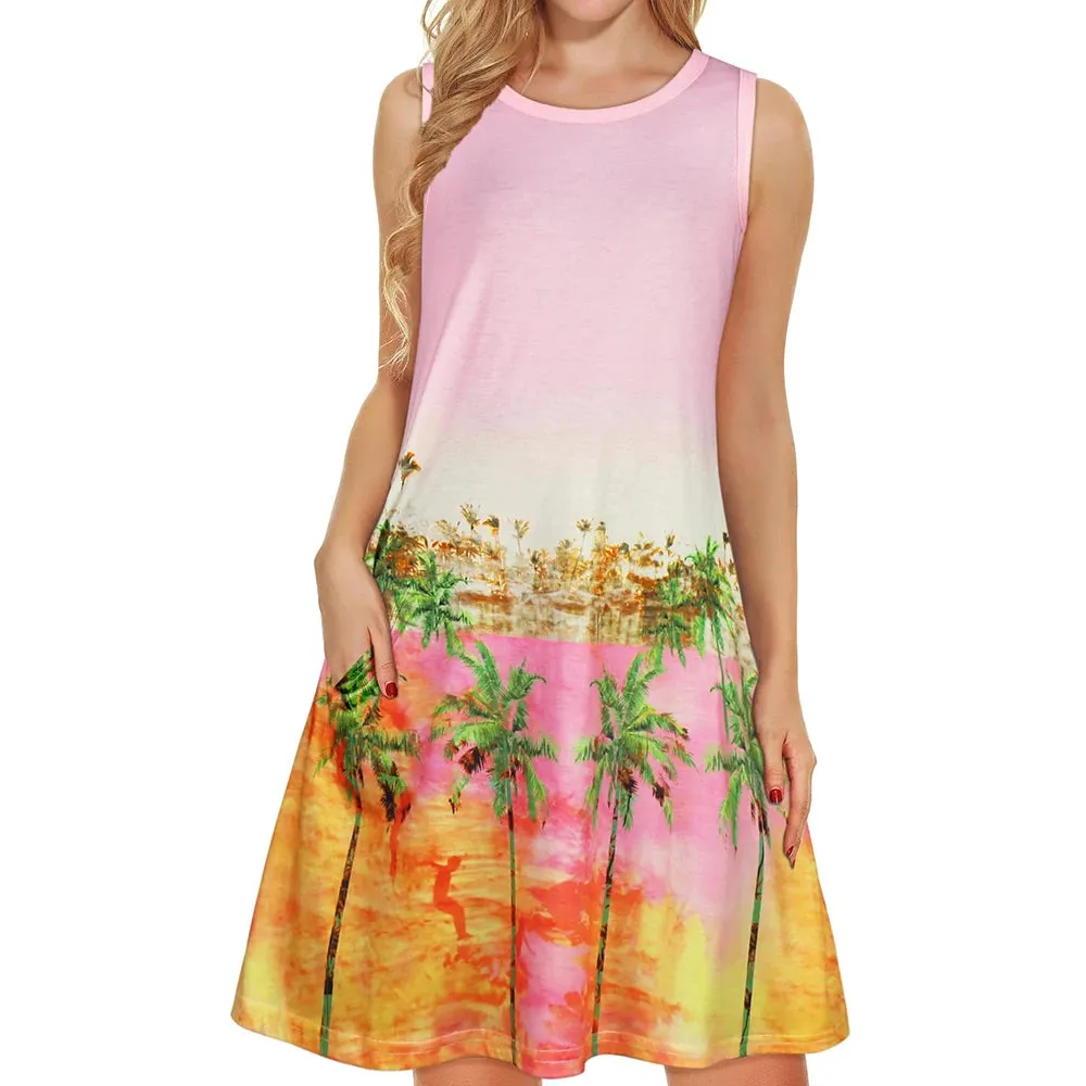 Golden Breeze Sleeveless Pocket Dress