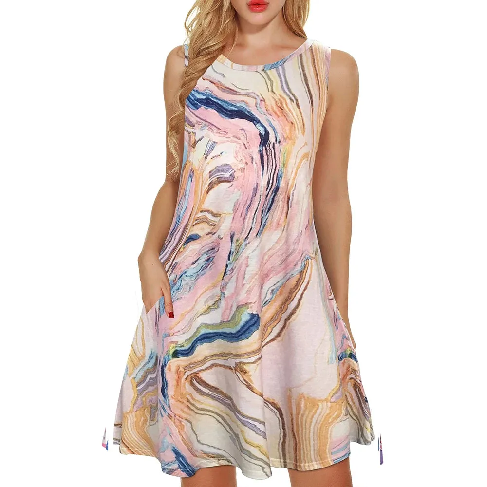 Golden Breeze Sleeveless Pocket Dress