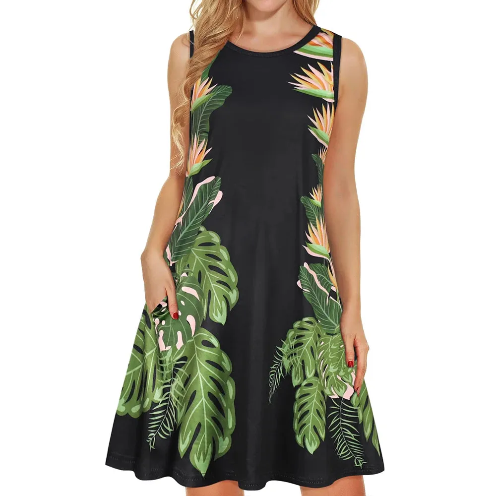 Golden Breeze Sleeveless Pocket Dress