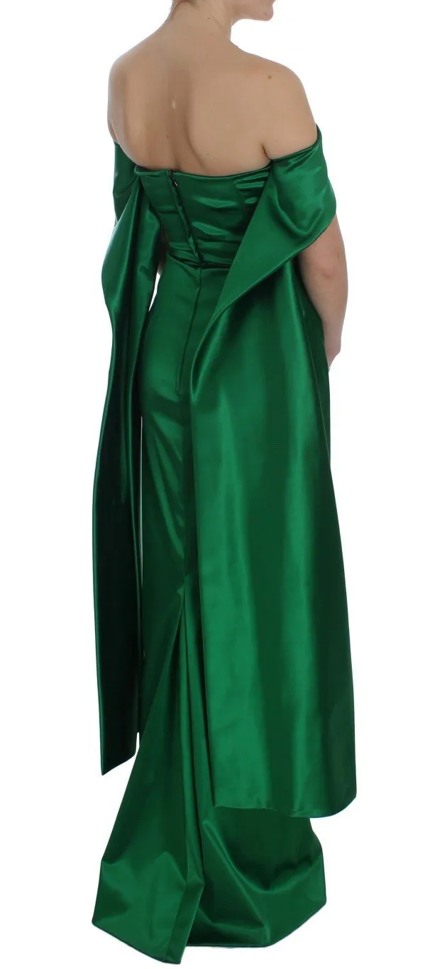 Green Full Length Ball Gown Sheath Dress